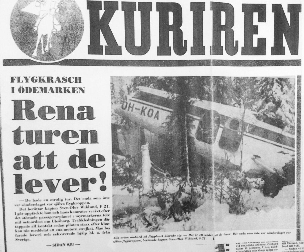 Tidningsurklipp. Helikoptergruppens insats Trettondagshelgen 1973.