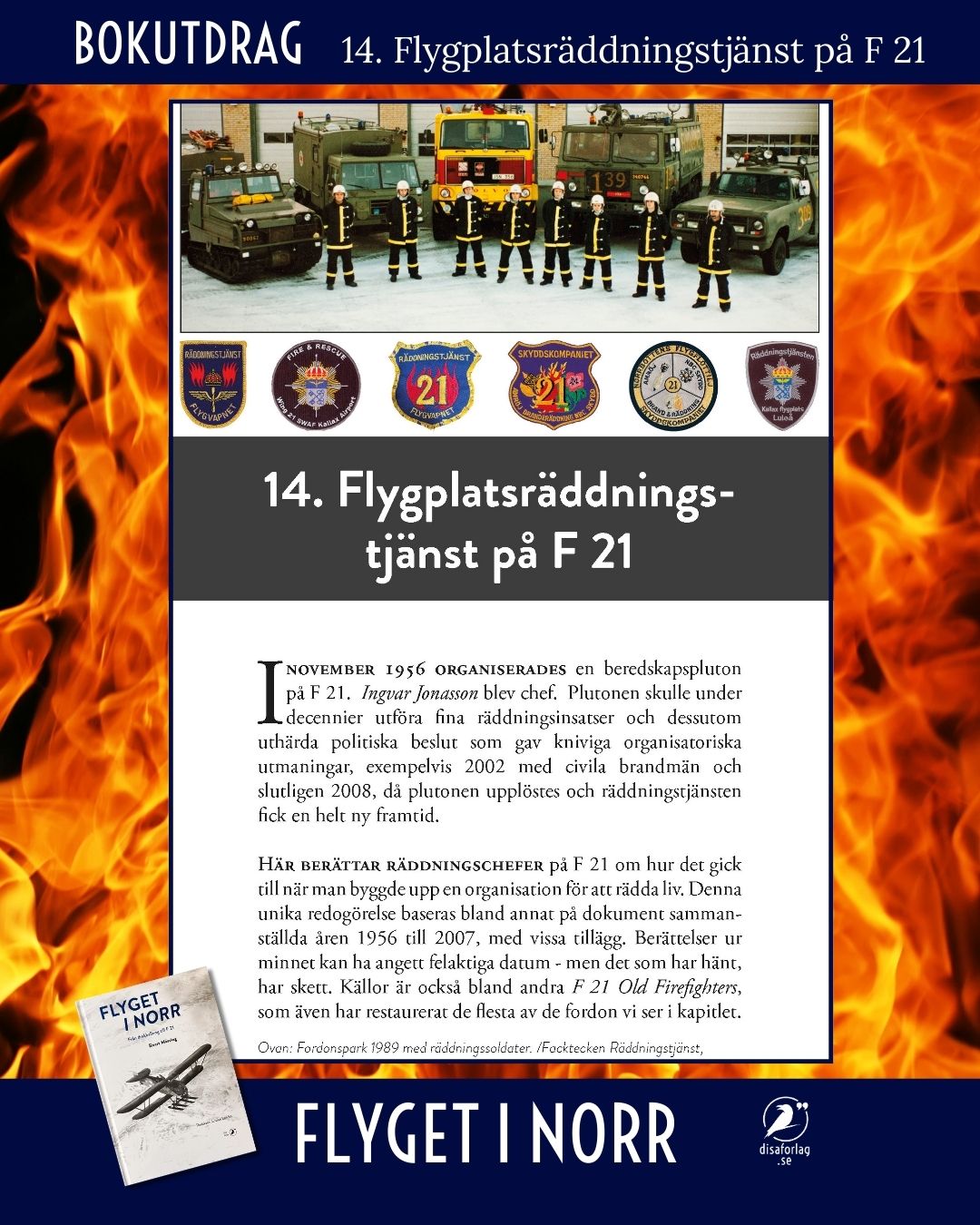 Räddningstjänsten på flygplatsen vid F 21. Bokutdrag Flyget i norr. Kapitel 14, start.