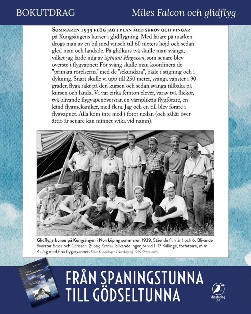 Glidflyg! Bokutdrag, akt 1, Ung mellan krig. Ur Från spaningstunna till Gödseltunna, Disa förlag.